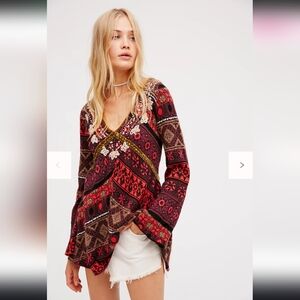 FREE PEOPLE World Traveler Pullover Alpaca Blend Embroidered